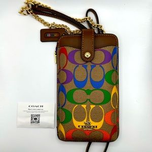 Coach Pride Phone Crossbody In Rainbow Signature Canvas  C9943